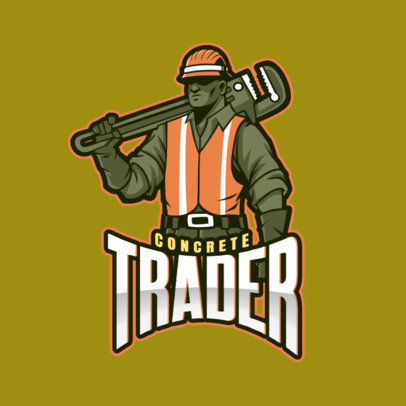 Gaming Logo Maker Featuring a Worker with a Pipe Wrench 4057p