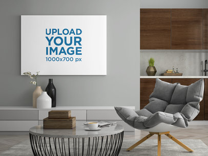 Mockup of an Art Print Placed Inside a Modern Living Room