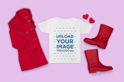 Outfit Mockup Featuring a T-Shirt with Vibrant Red Garments m1301