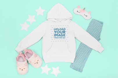 Flat Lay Hoodie Mockup Featuring a Little Girl's Outfit m1267