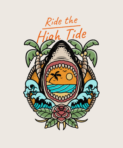T-Shirt Design Template Featuring a Surf Aesthetic