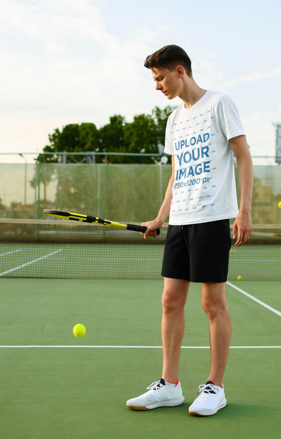 T-Shirt Mockup of a Man Playing Tennis