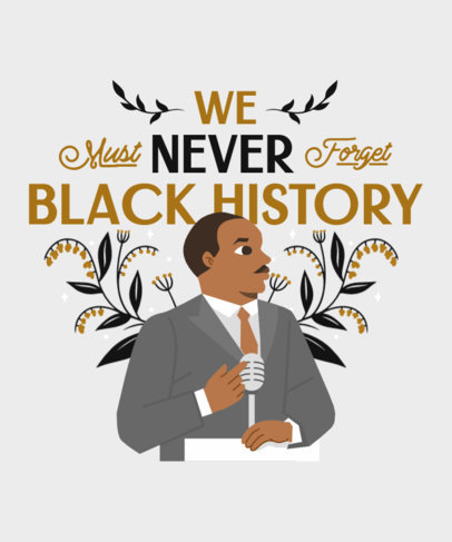 T-Shirt Design Maker with a Black History Month Illustration of Martin Luther King 3410c