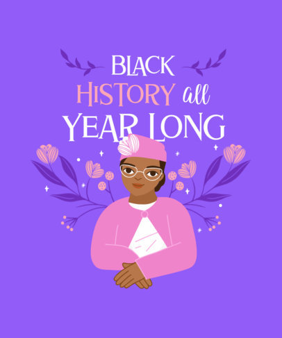 Black History Month T-Shirt Design Template with a Caricature of Rosa Parks 3410e