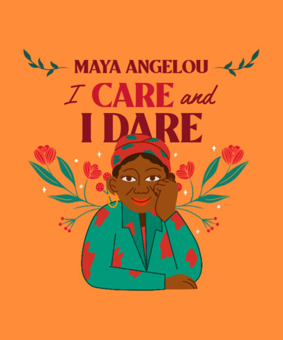T-Shirt Design Creator with a Quote by Maya Angelou for Black Month History 3410f