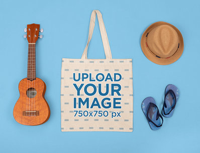Mockup of a Tote Bag Featuring a Musician Kid's Items