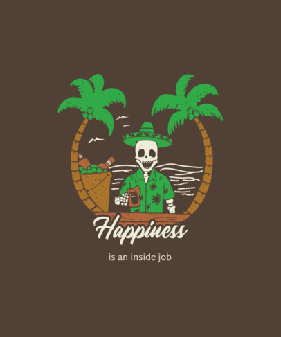 Illustrated T-Shirt Design Generator Featuring a Skeleton at a Beach Bar 
