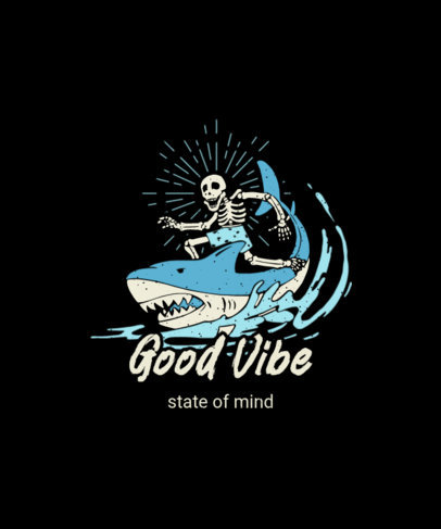 T-Shirt Design Generator Featuring an Illustration of a Skeleton and a Shark 