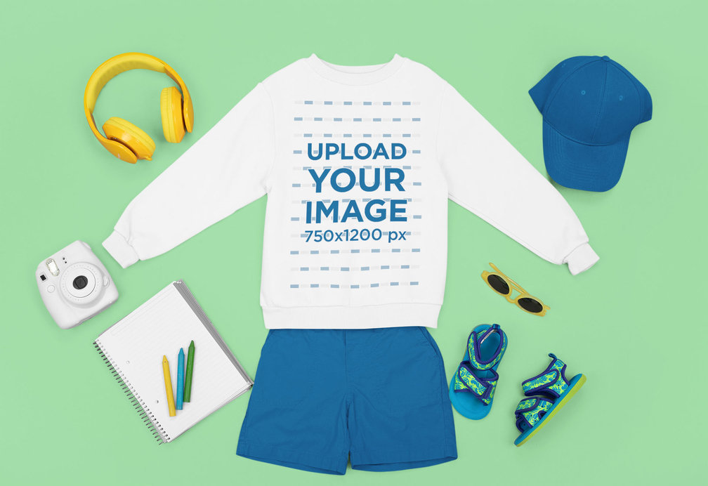 Sweatshirt Mockup Featuring a Kids' Cool Outfit