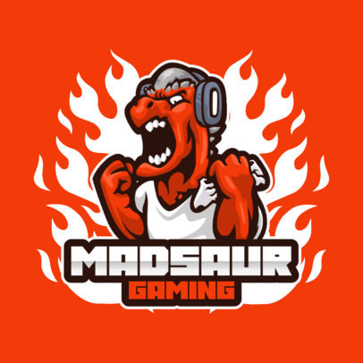 Gaming Logo Template Featuring a Mad Dinosaur Character