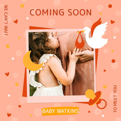 Pregnancy Reveal Instagram Post Generator Featuring a Stork Clipart 3404g