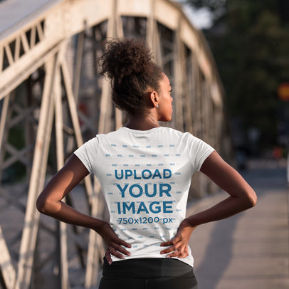 Back-View T-Shirt Mockup of a Woman Ready for a Jog 40940-r-el2