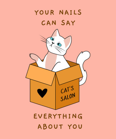 T-Shirt Design Template Featuring a Kitten Inside a Box 