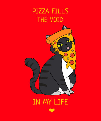 Funny T-Shirt Design Maker Featuring an Illustration of a Cat With a Pizza Slice 3405g