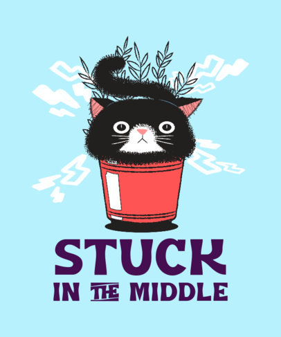 T-Shirt Design Generator Featuring a Cat Inside a Plant Pot 3406g