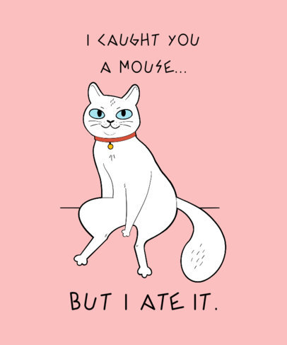 T-Shirt Design Template Featuring a Happy Cat Clipart 