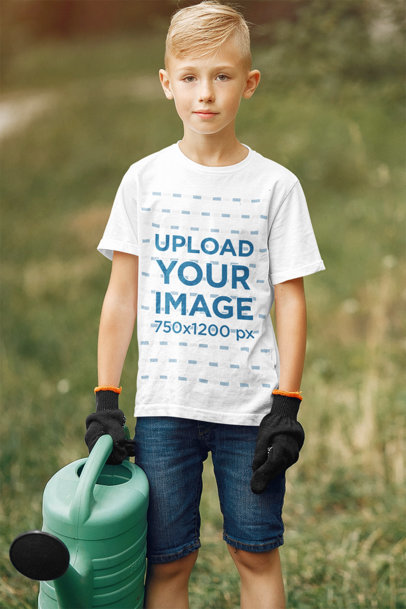 T-Shirt Mockup of a Kid Helping with Gardening Work 37333-r-el2