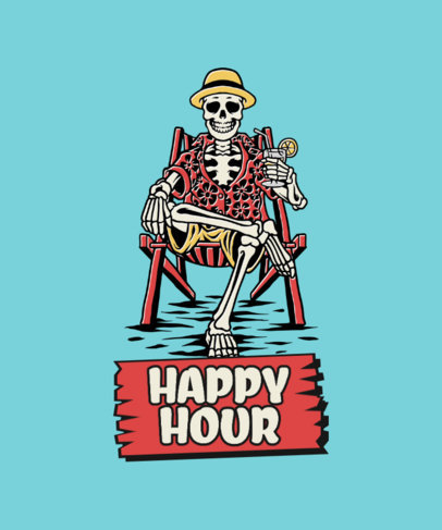 Fun T-Shirt Design Maker with a Graphic of a Drinking Skeleton
