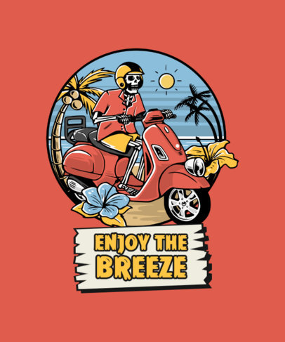 T-Shirt Design Creator Featuring a Skeleton Riding a Scooter