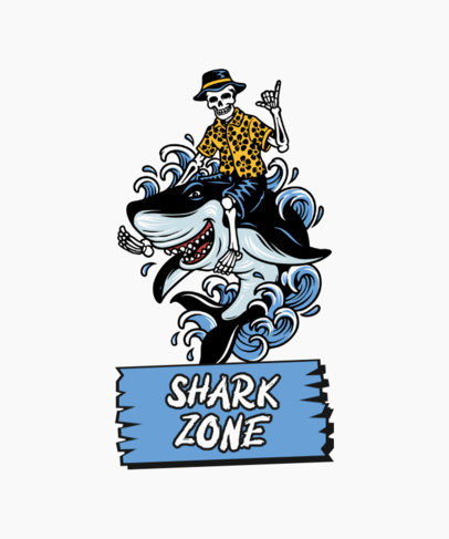 Fun T-Shirt Design Creator Featuring a Skeleton Riding a Shark