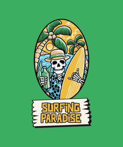 Illustrated T-Shirt Design Maker with a Portrait of a Surfer Skeleton