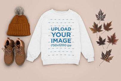 Sweatshirt Mockup Featuring an Autumn-Themed Outfit