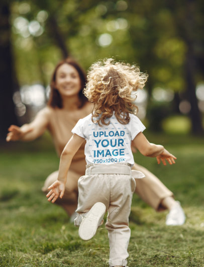 T-Shirt Mockup of a Girl Running Towards Her Mom 41248-r-el2