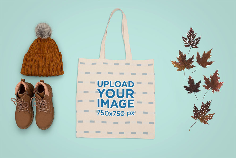 Tote Bag Mockup Featuring Autumn Paraphernalia