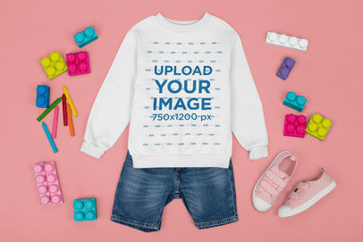 Sweatshirt Mockup Featuring a Little Girl's Outfit