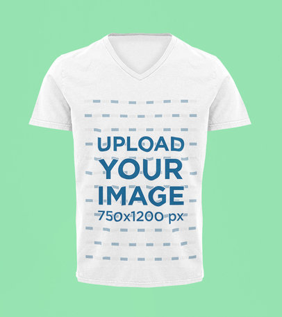 Ghosted V-Neck Tee Mockup Featuring a Colored Background 
