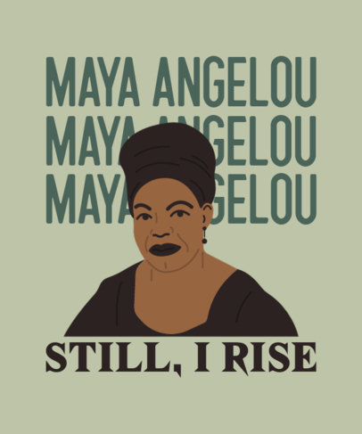 Black History Month T-Shirt Design Maker Featuring an Illustrated Portrait of Maya Angelou 3409f