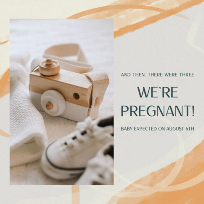 Instagram Post Template for a Pregnancy Reveal Featuring a Watercolor Background 