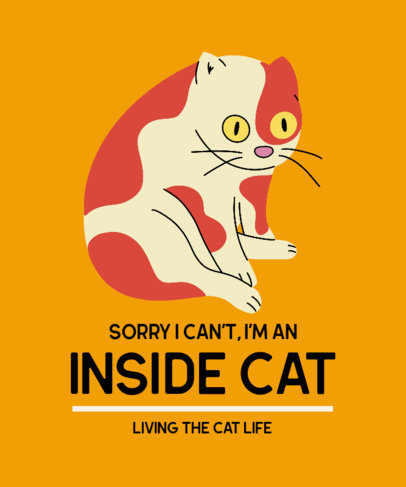 T-Shirt Design Template with a Funny Cat Graphic and a Quote