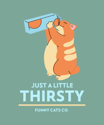 Illustrated T-Shirt Design Creator with a Chubby Cat Drinking Orange Juice 3407i