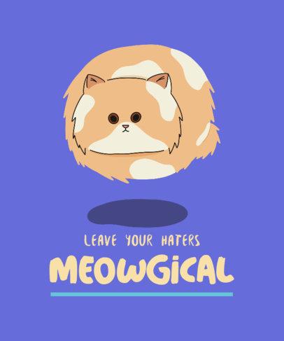 Funny T-Shirt Design Template with an Illustration of a Fluffy Cat 3407j