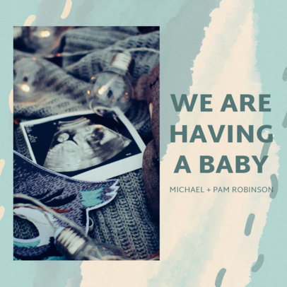 Pregnancy Reveal Instagram Post Design Maker With an Abstract Watercolor Background 