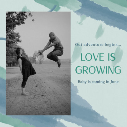 Instagram Post Template for Pregnancy Announcements Featuring Watercolor Graphics 