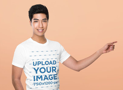 T-Shirt Mockup of a Happy Man Pointing