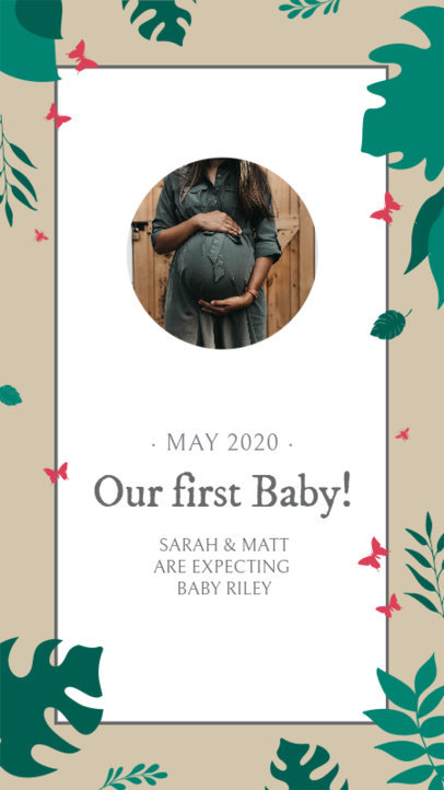 Instagram Story Maker with a Nature-Themed Frame and a Pregnant Woman's Picture