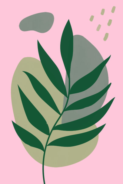 Art Print Design Template Featuring Minimal Illustrations of Plants