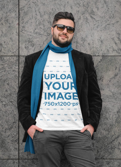 Mockup of a Man With a Basic T-Shirt Posing 