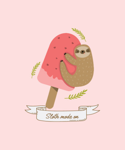 Sweet T-Shirt Design Template with Cute Illustrations of Sloths