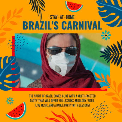 Instagram Post Maker for a Stay-at-Home Brazilian Carnival Festivity 3432g