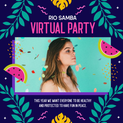Rio Carnival-Themed Instagram Post Maker for a Virtual Party Invitation 3432i