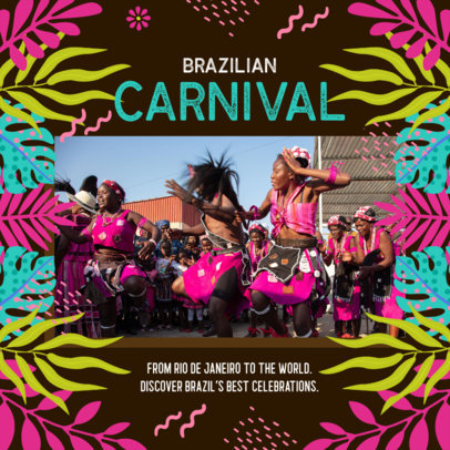 Instagram Post Creator for a Virtual Party with Brazilian Carnival Graphics