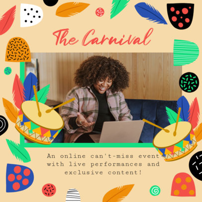 Brazilian Carnival-Themed Instagram Post Maker for an Online Event Invitation