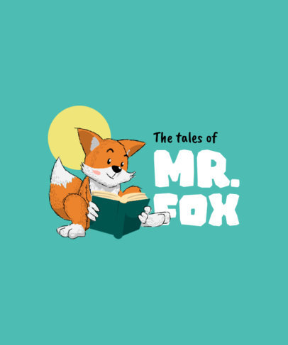 Kids' T-Shirt Design Template with a Cartoonish Fox Character Graphics