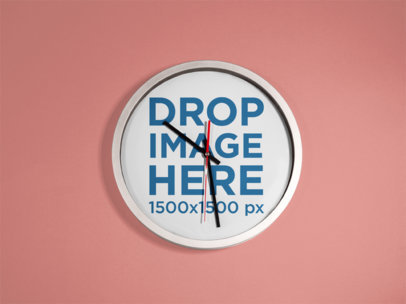 Mockup of a Round Clock on a Solid Color Wall a15233