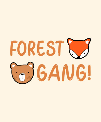 Cute T-Shirt Design Template for Kids with a Bear and a Fox