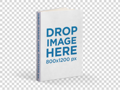 Textured Hard Cover Book Mockup Standing on a Transparent Surface a15460